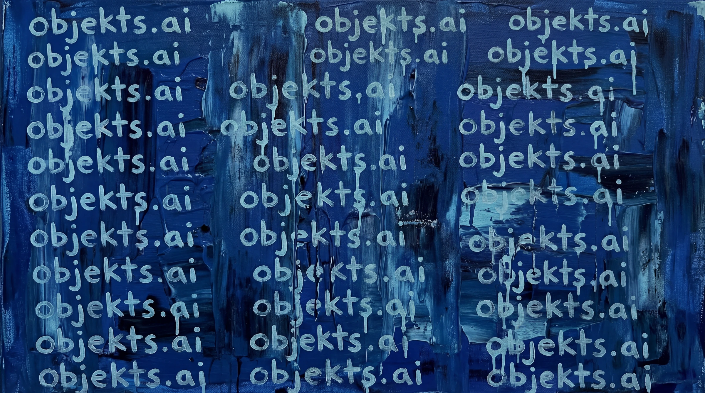 objekts.ai: синяя графическая композиция с выразительной фактурой и типографикой