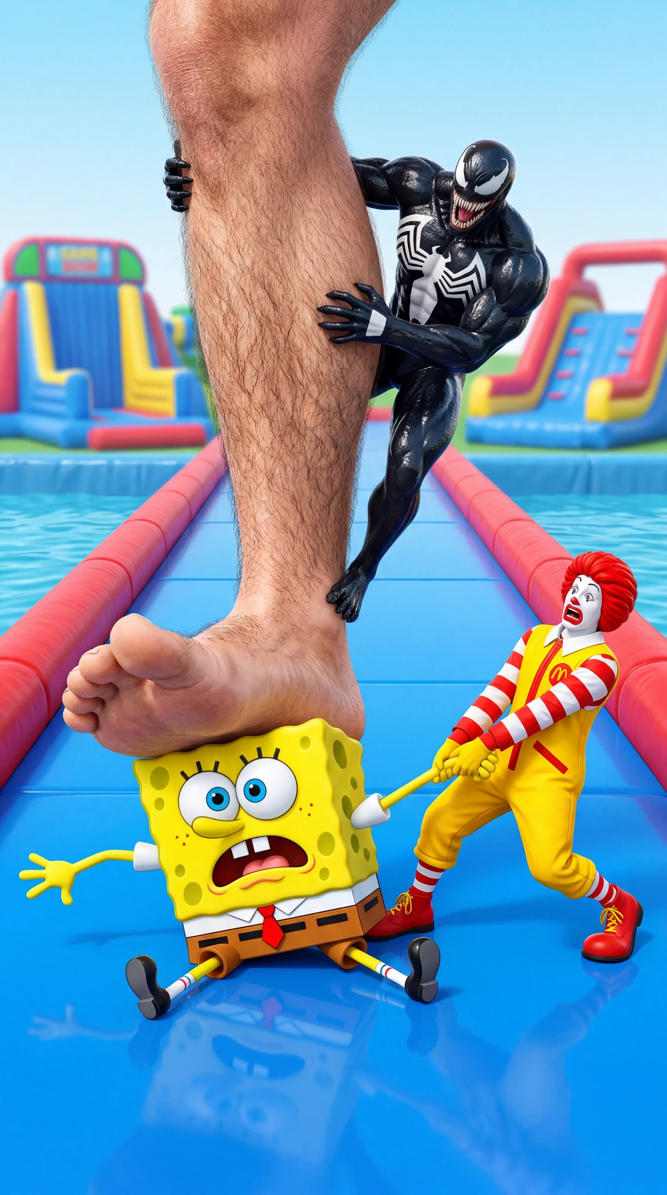 One Billion Race: Figuren in einer vertikalen Wasserattraktionsszene